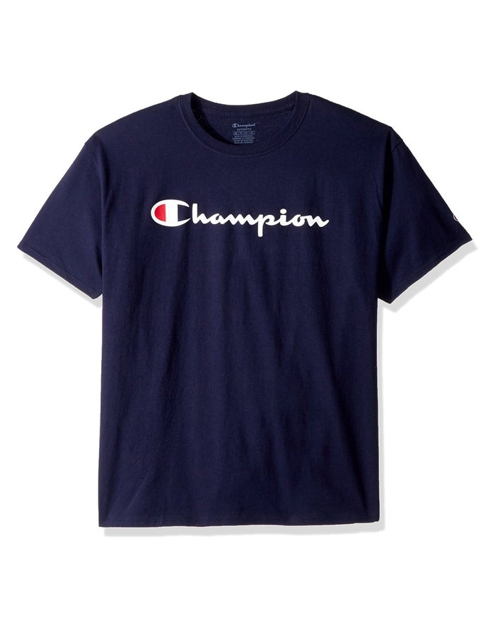 Tricou Champion Cotton Script Logo Baieti Bleumarin - Romania FYMPVRZ-61